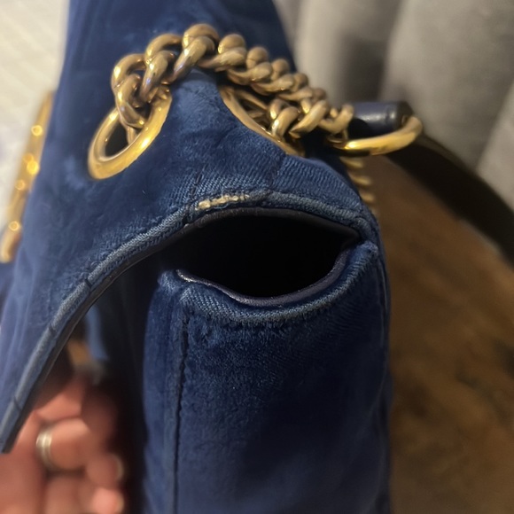 100% Authentic Royal Blue Velvet Gucci Marmont Medium - Picture 9 of 9